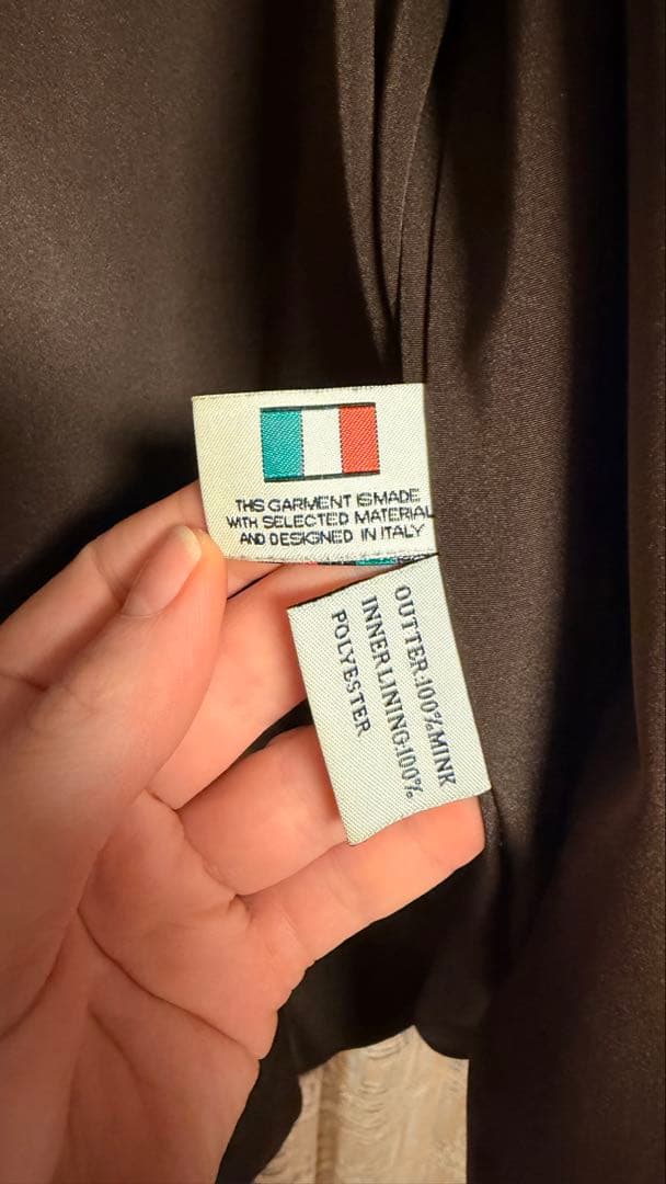 SAGA MINKサガミンクフード付きダークブラウンコート