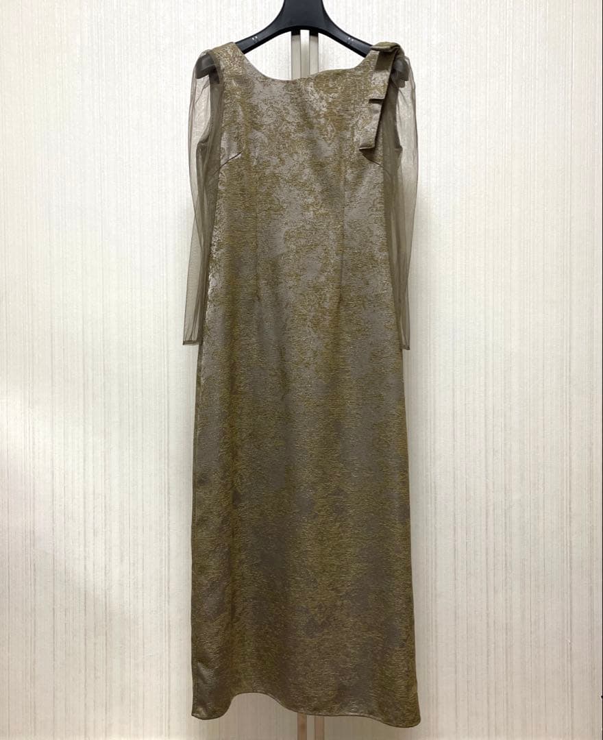 LE’RURE Shoulder ribbon jacquard dress