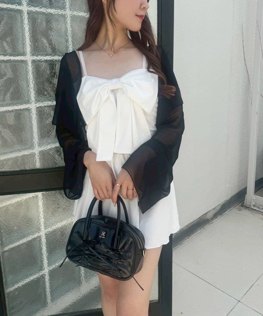 NICE CLAUP swimwear/フロントリボン羽織りSET(4点セット)