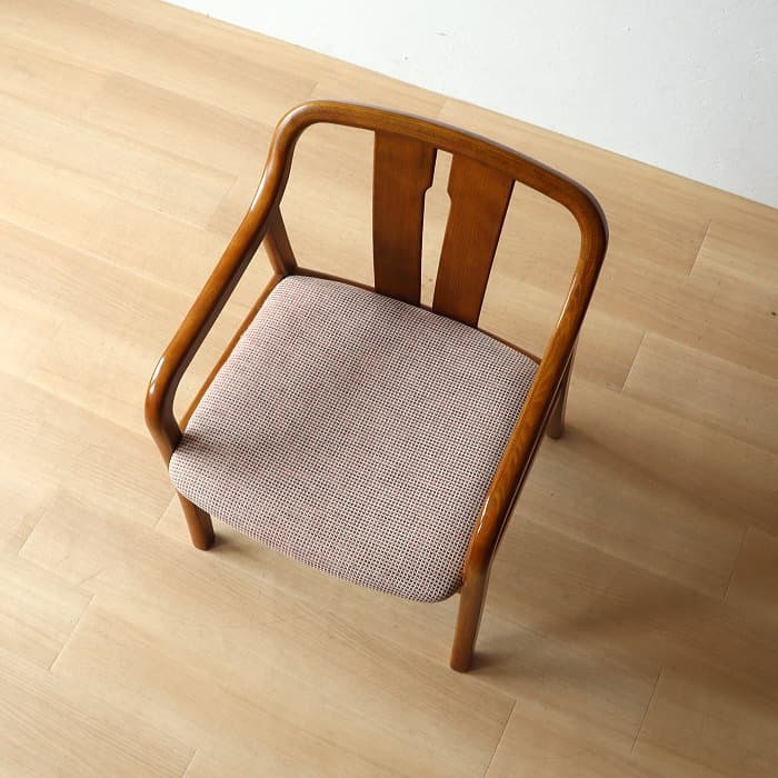 オールド カリモク アームチェア レトロ 肘付イス ③