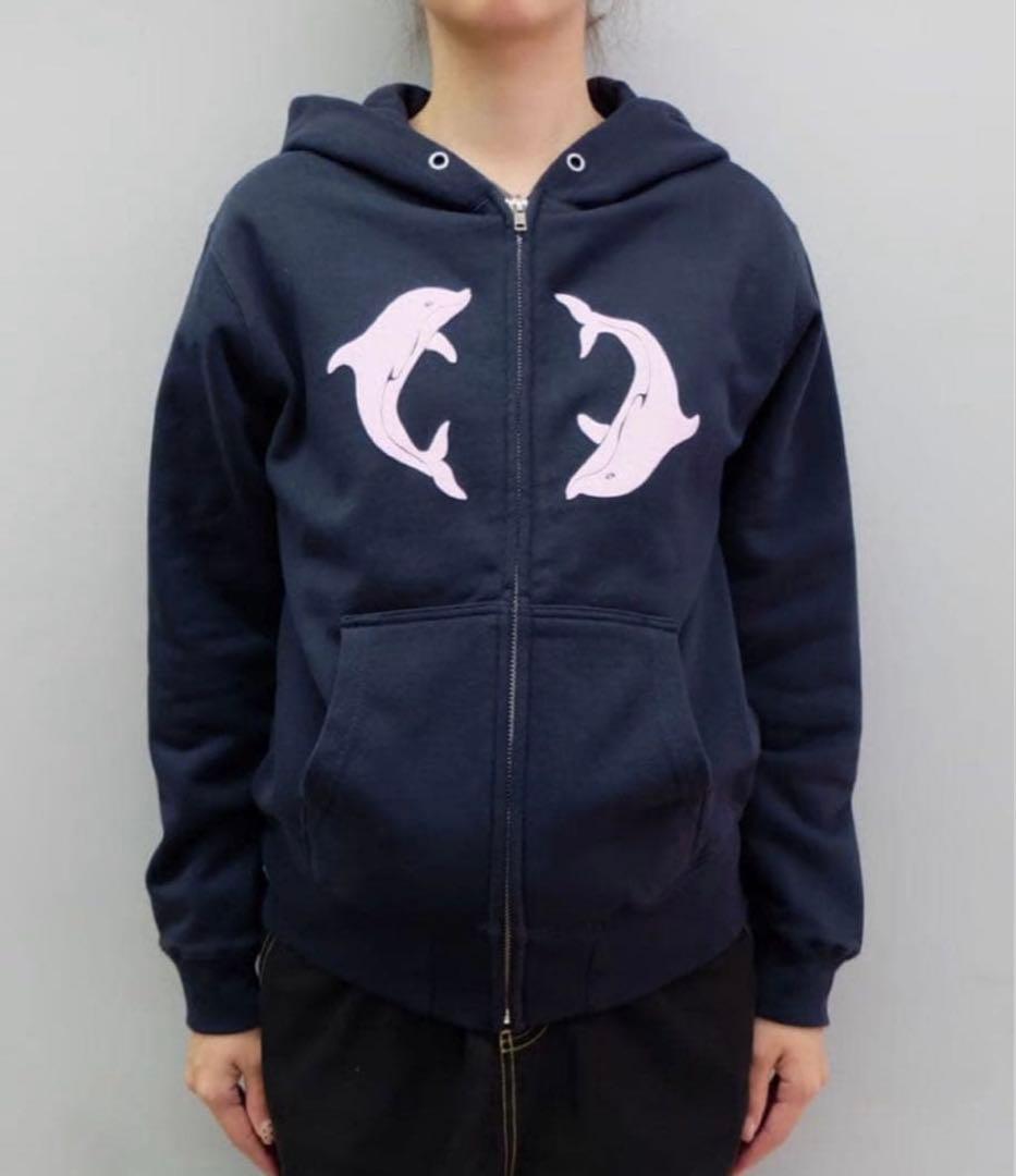トップス Labyrins Two Dolphins Zip Hoodie Navy