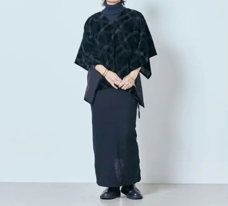 中川政七商店 2024AW 布ぬの やたらフロック マント ベスト 黒