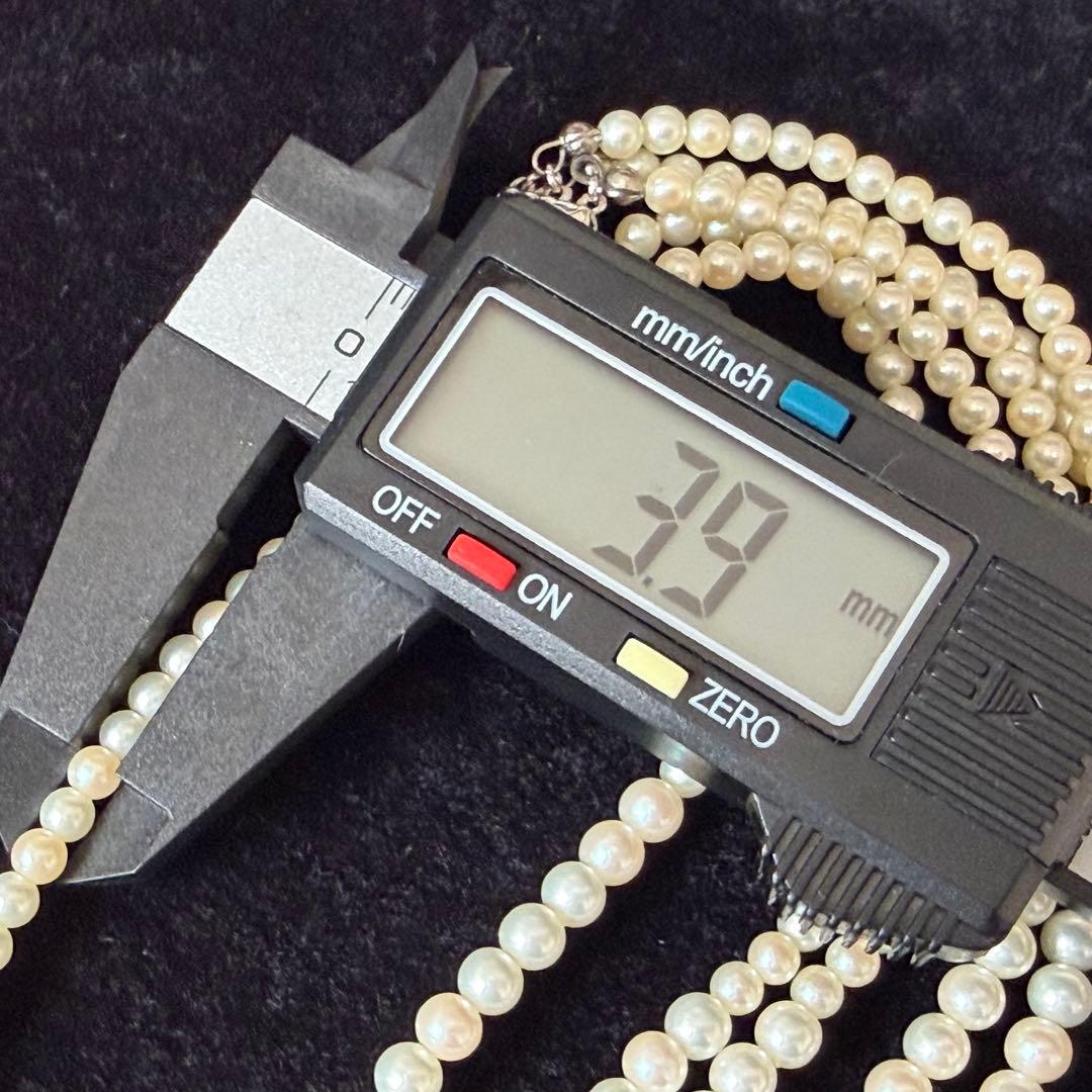 ☆極美品☆リアルパール　3連グラデーションパールネックレス　シルバー