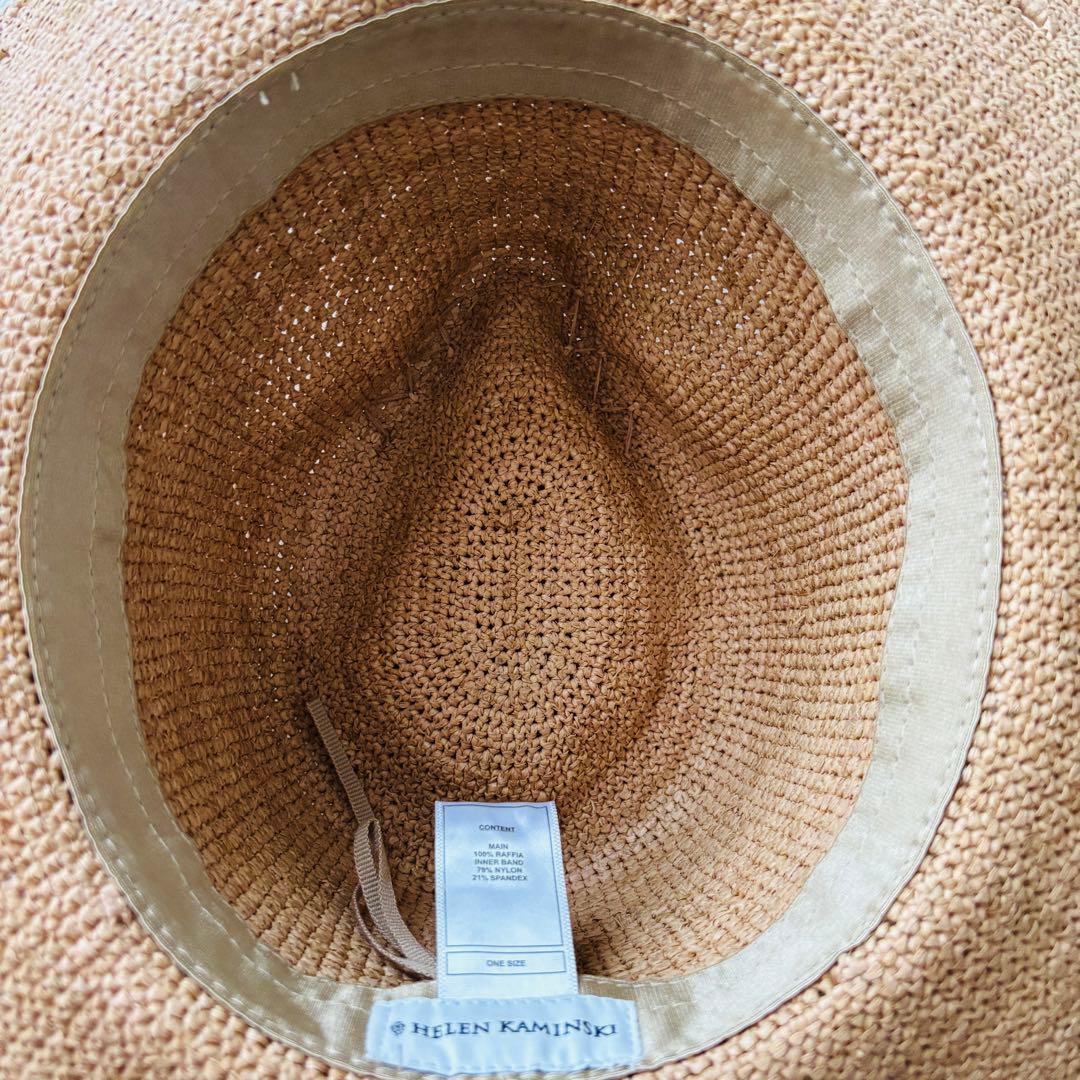 ヘレンカミンスキー 麦わら帽子 ラフィアハット つば広 ベージュ 夏 紫外線対策