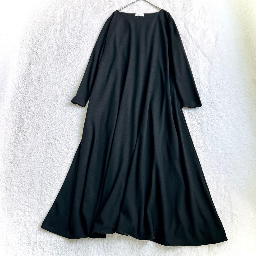 【kagure かぐれ】ウールカットパイピングワンピース(F)ウール100% 黒