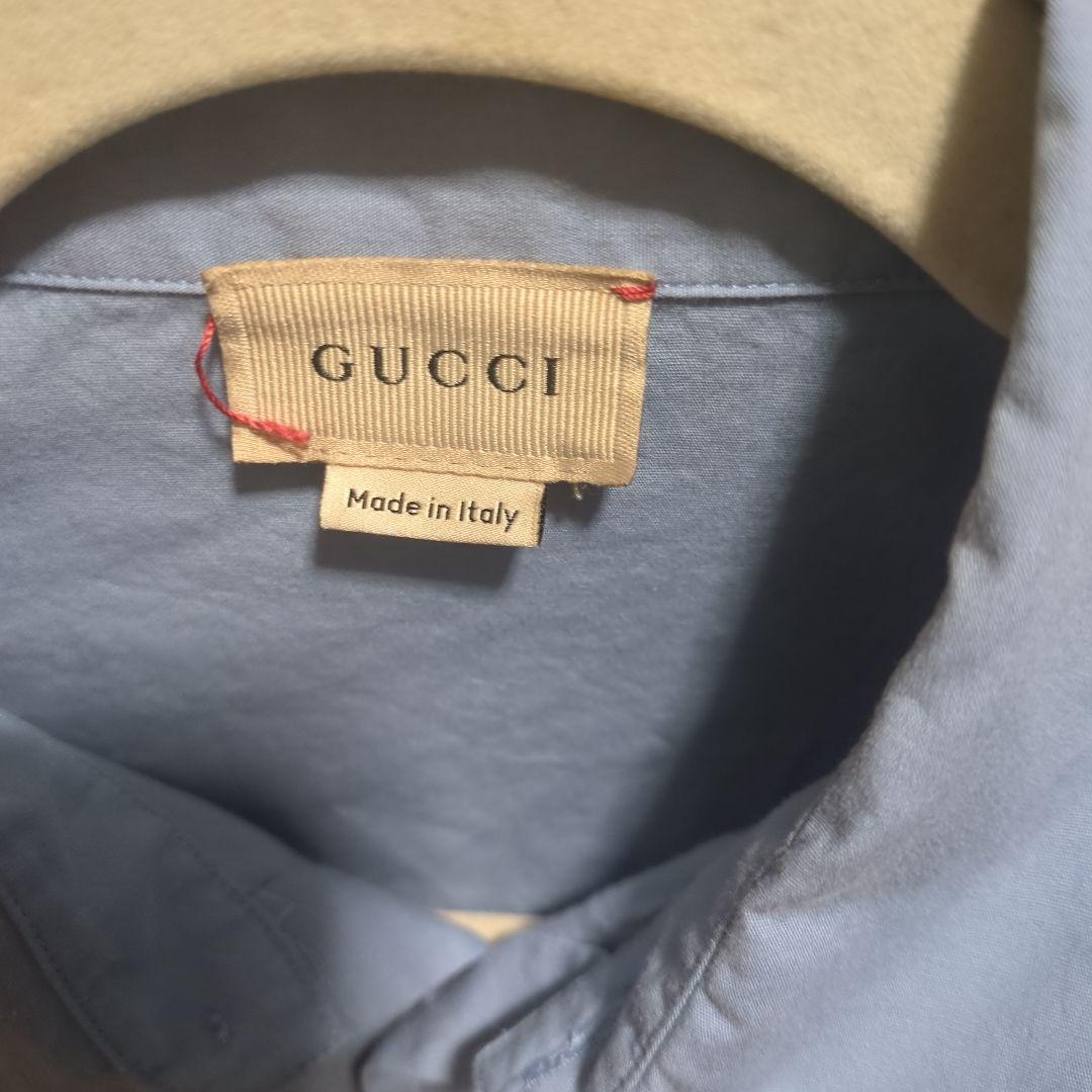 tai さま専用 GUCCI 水色 長袖シャツ 猫刺繍