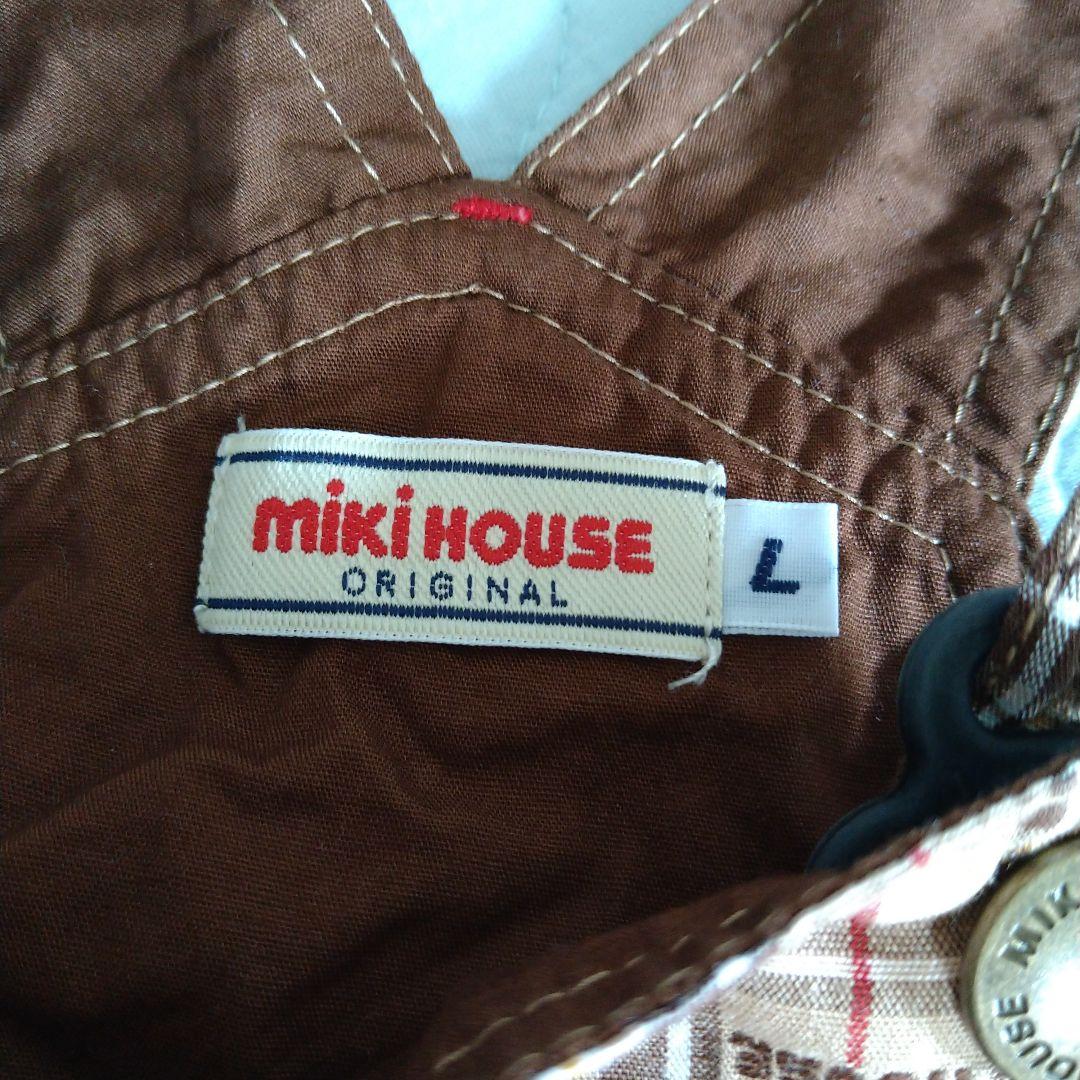 美品　ミキハウス　６分丈　オーバーオール　チェック　日本製　現行品　90 100