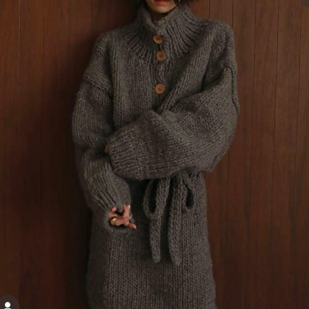 ETRÉ TOKYO/スタンドネックハンドニットカーディガン