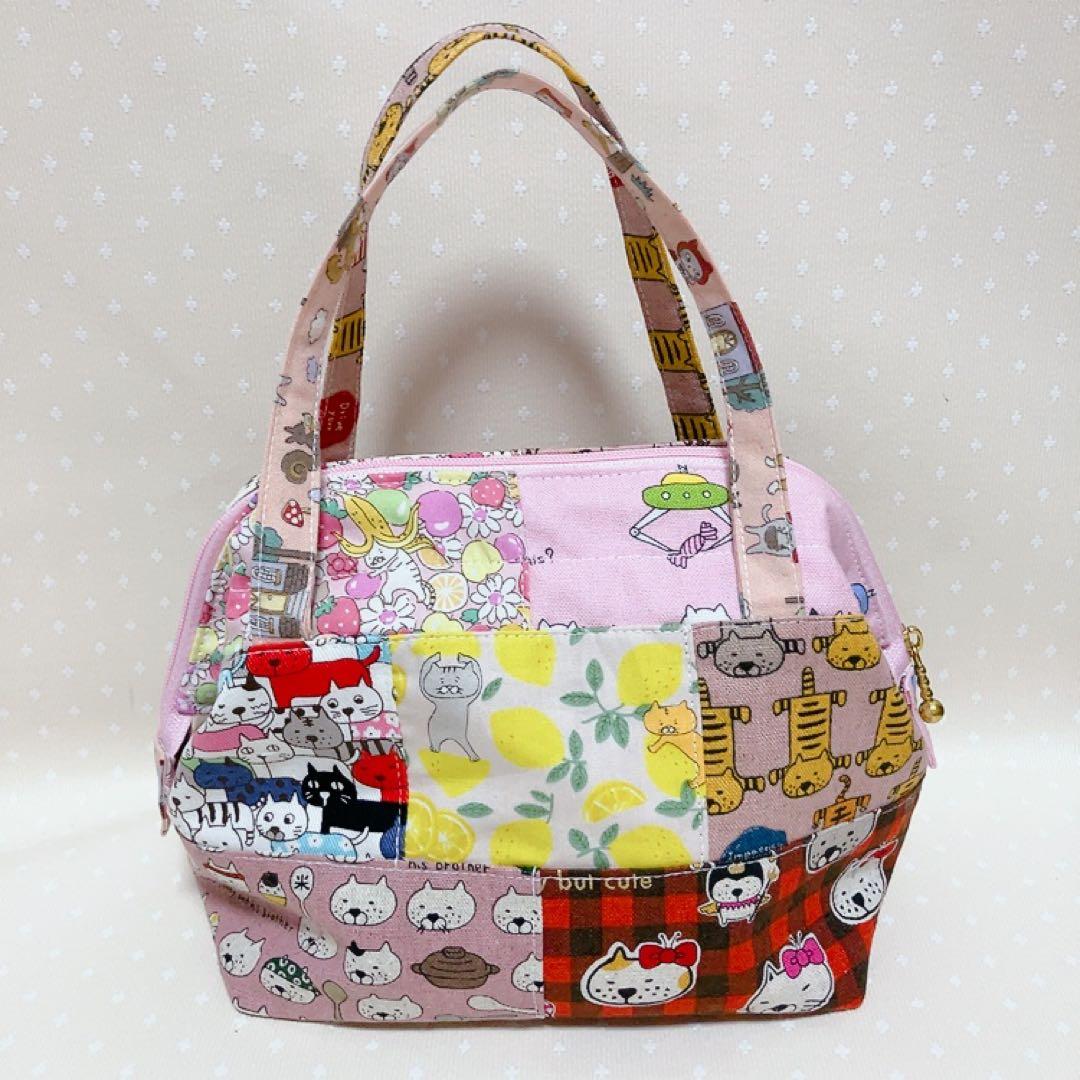 チャッピー。 A4サイズ トートバッグ ポーチ ねこ生地パッチワーク