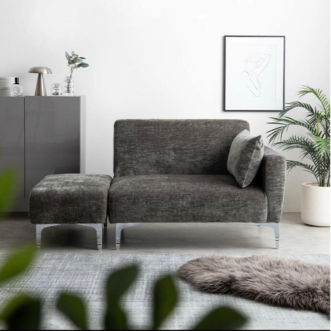 Sena 2人掛けソファ 2点セット オットマン付き ダークグレー