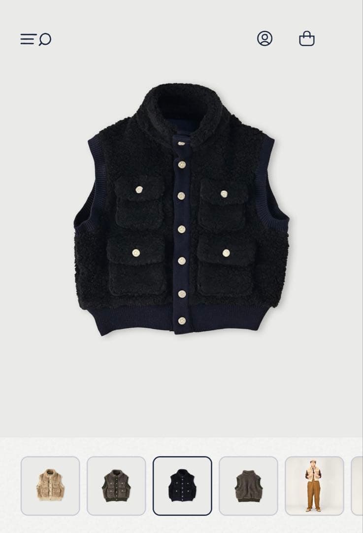 最終再値下げ‼️45R ボア✕ニットの908ベスト　黒