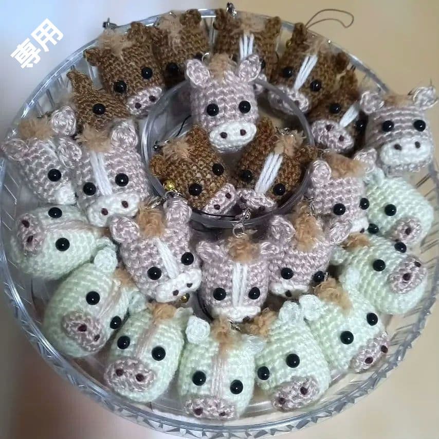 ピンクはーと⭐馬のあみぐるみ