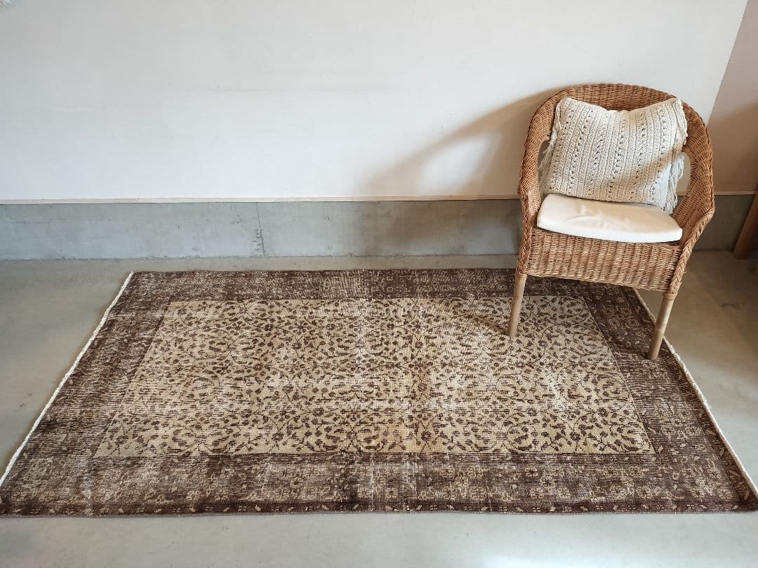 【napさま専用】ベージュとココアブラウン　フラワーラグNo.720