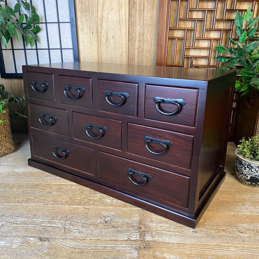 民芸家具桐無垢多引き出しチェスト二点セット木製多収納飾り棚工具棚裁縫棚箪笥タンス