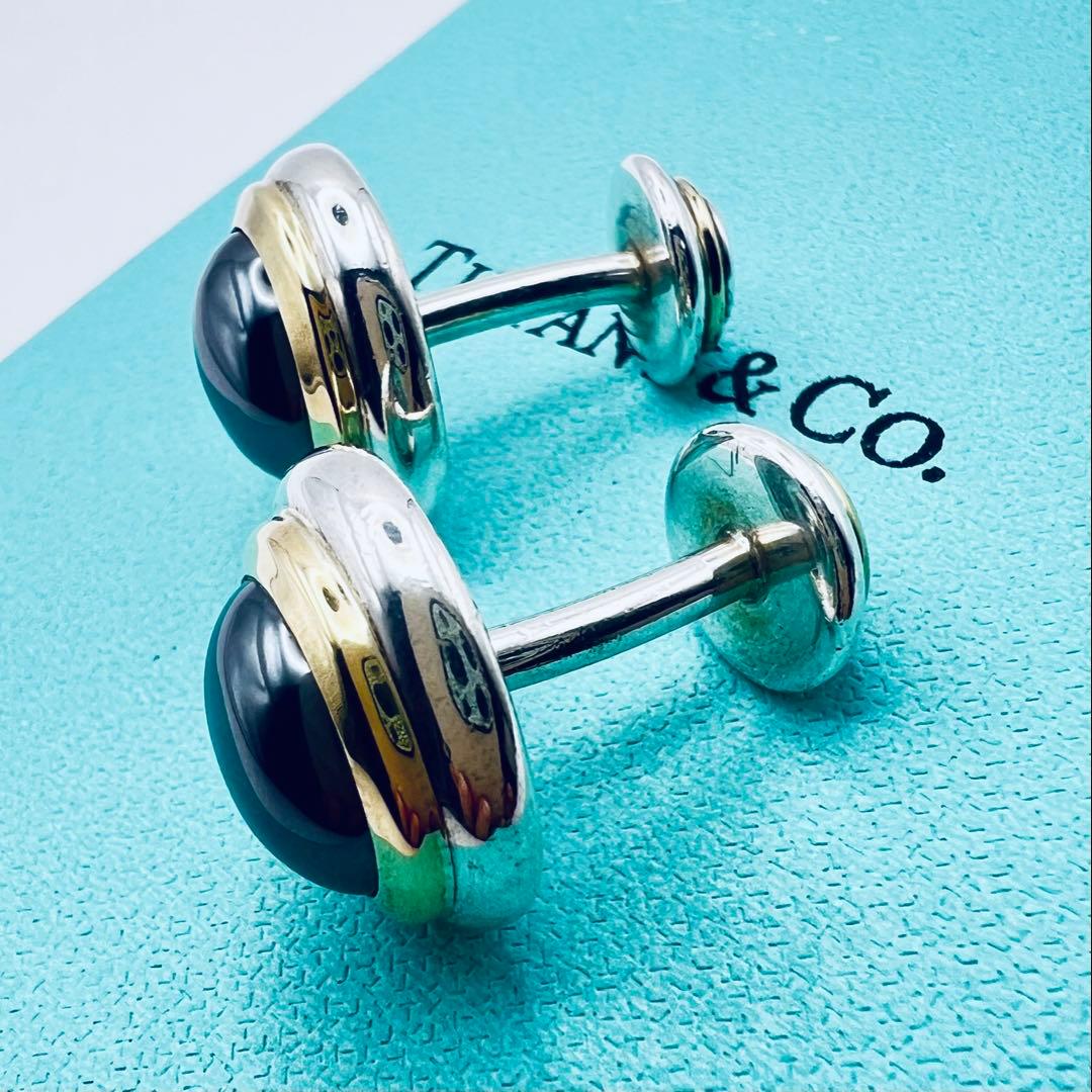 美品　ティファニー　シルバー　18K ヘマタイト　カフス　カフリンクス