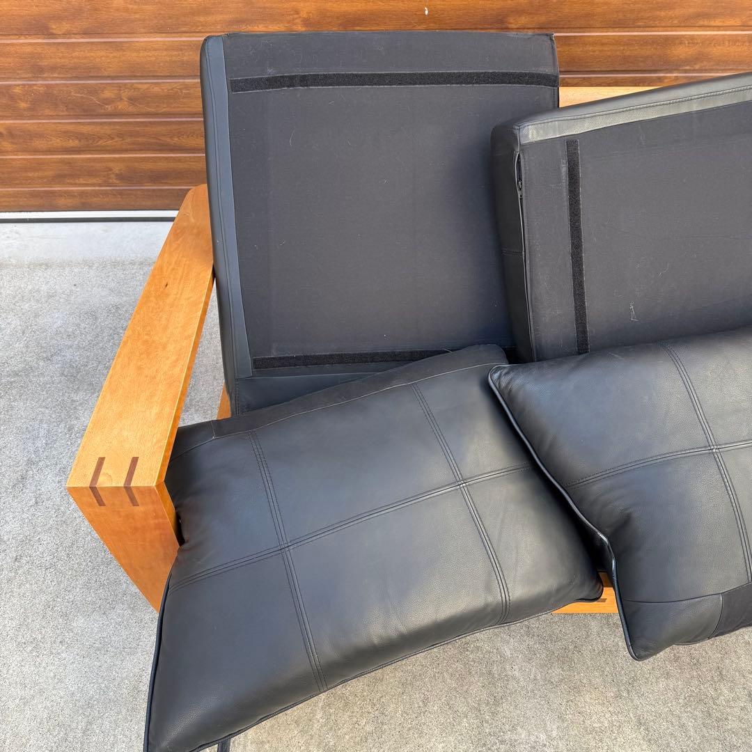 ACTUS BOSCO ソファ 黒レザー ウォールナット 購入価格28万