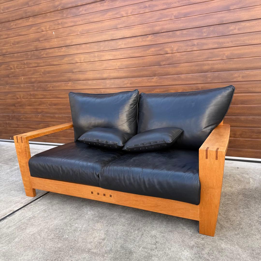 ACTUS BOSCO ソファ 黒レザー ウォールナット 購入価格28万