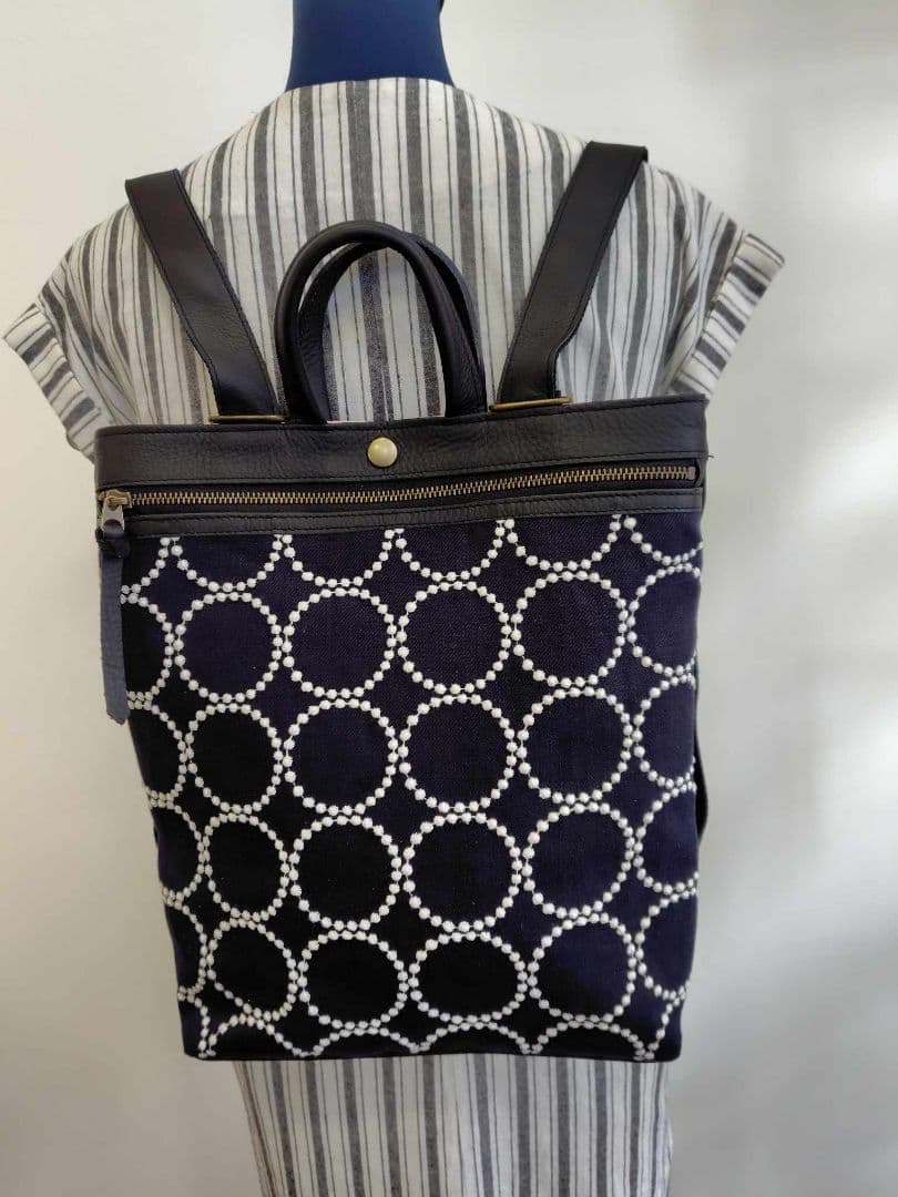 2点おまとめ　/2025tambourineタンバリンネイビー×白/牛革A4トー