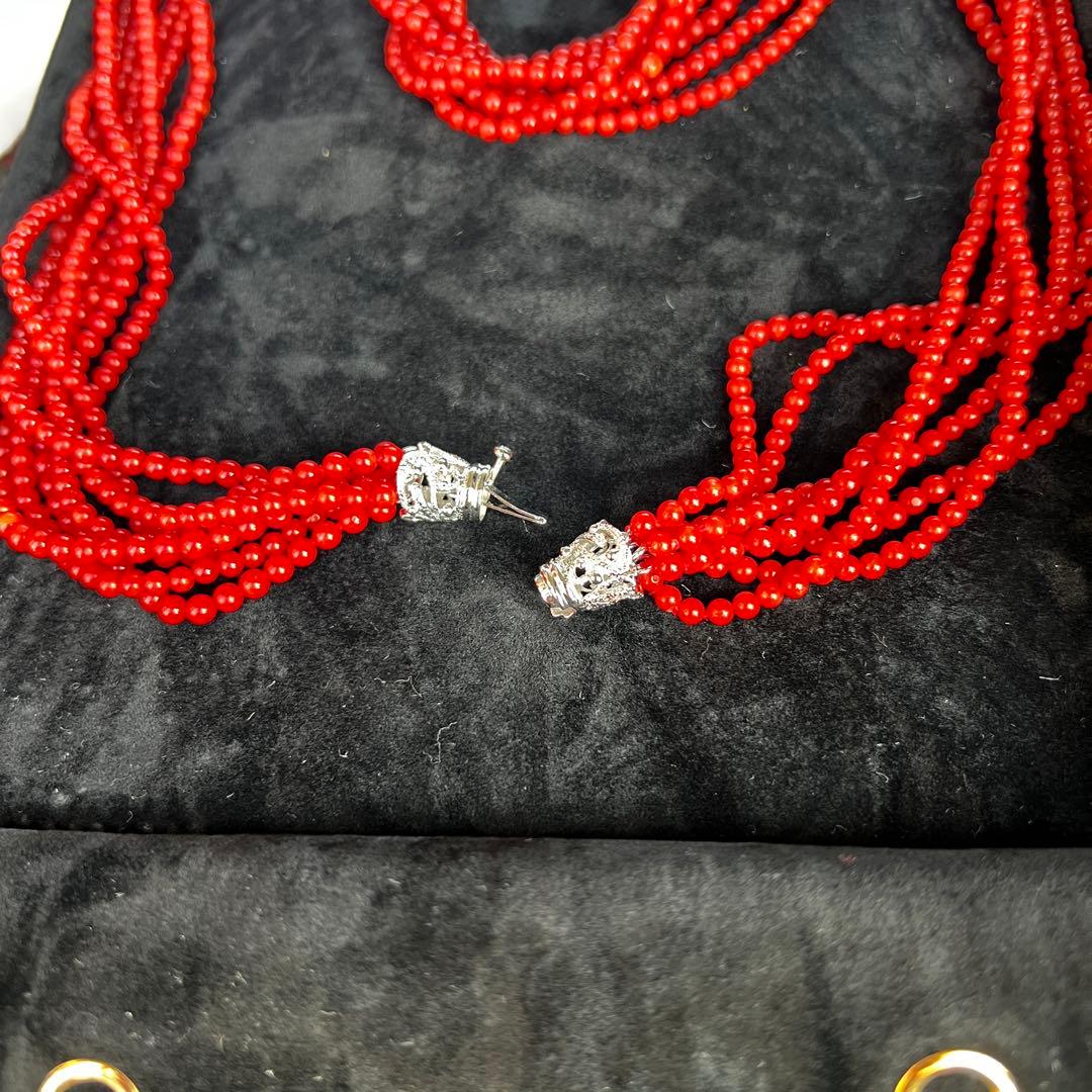 天然赤珊瑚　7連ネックレス　鑑別書付き