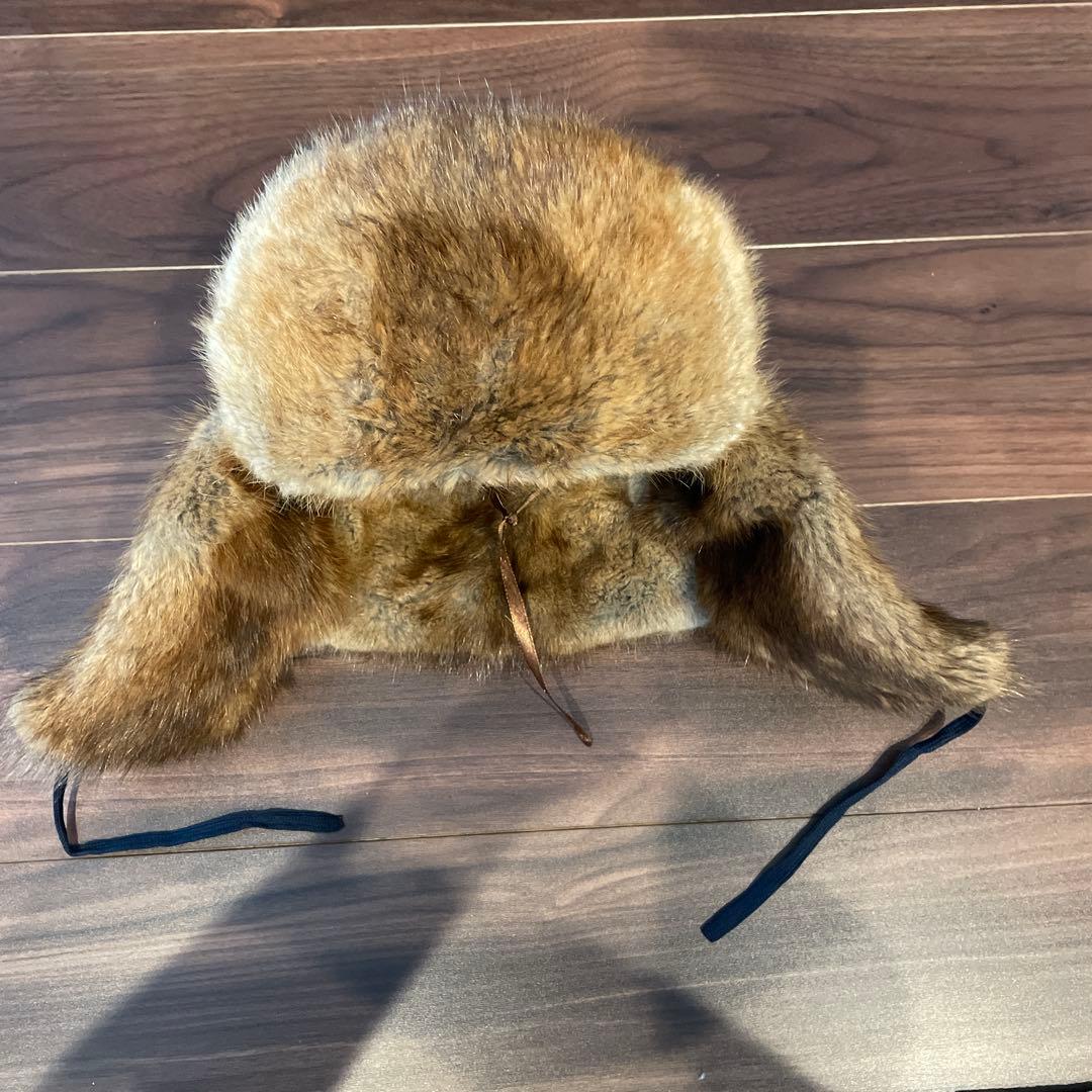 ミンク製耳あて付き帽子