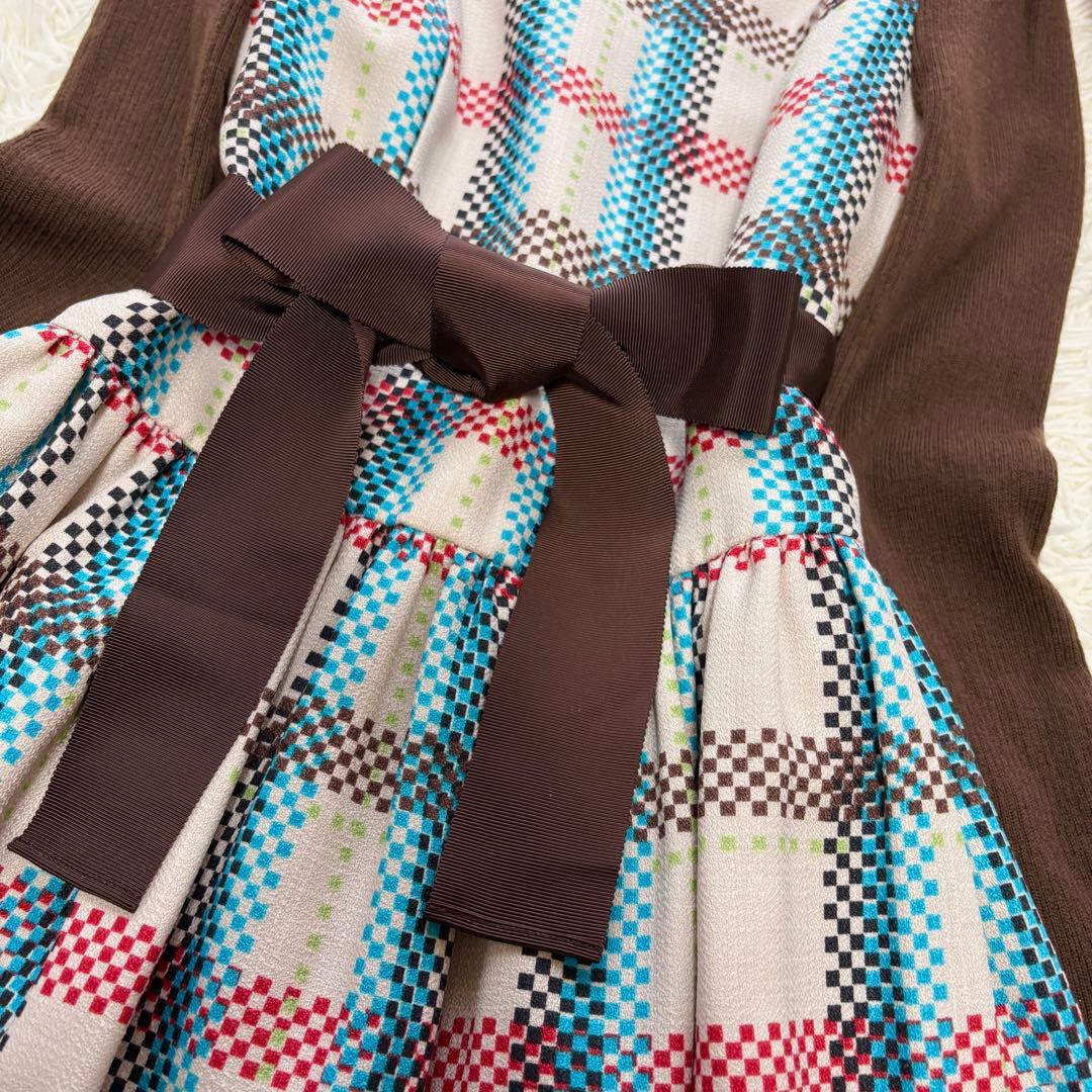 【美品】リボンベルト　2021年　エムズグレイシー　ワンピース　ウール　ニット