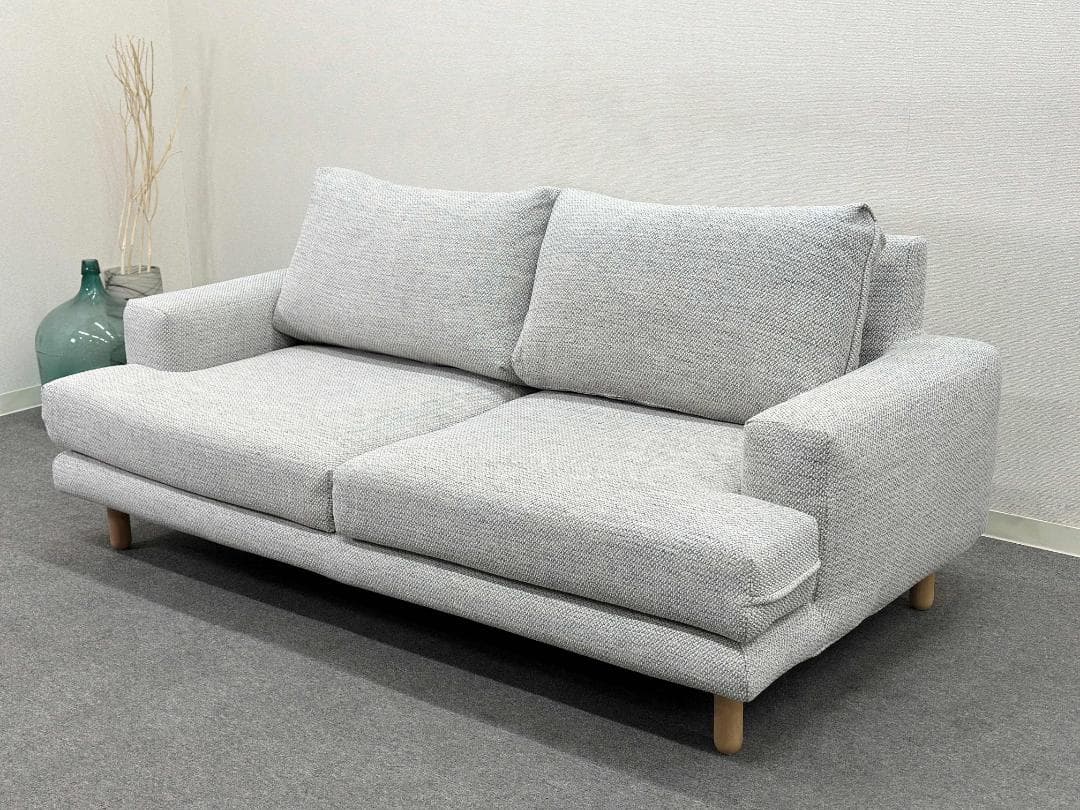 美品■ウニコ■IRULAカバーリングソファ　2.5P　ライトグレー　ファブリック