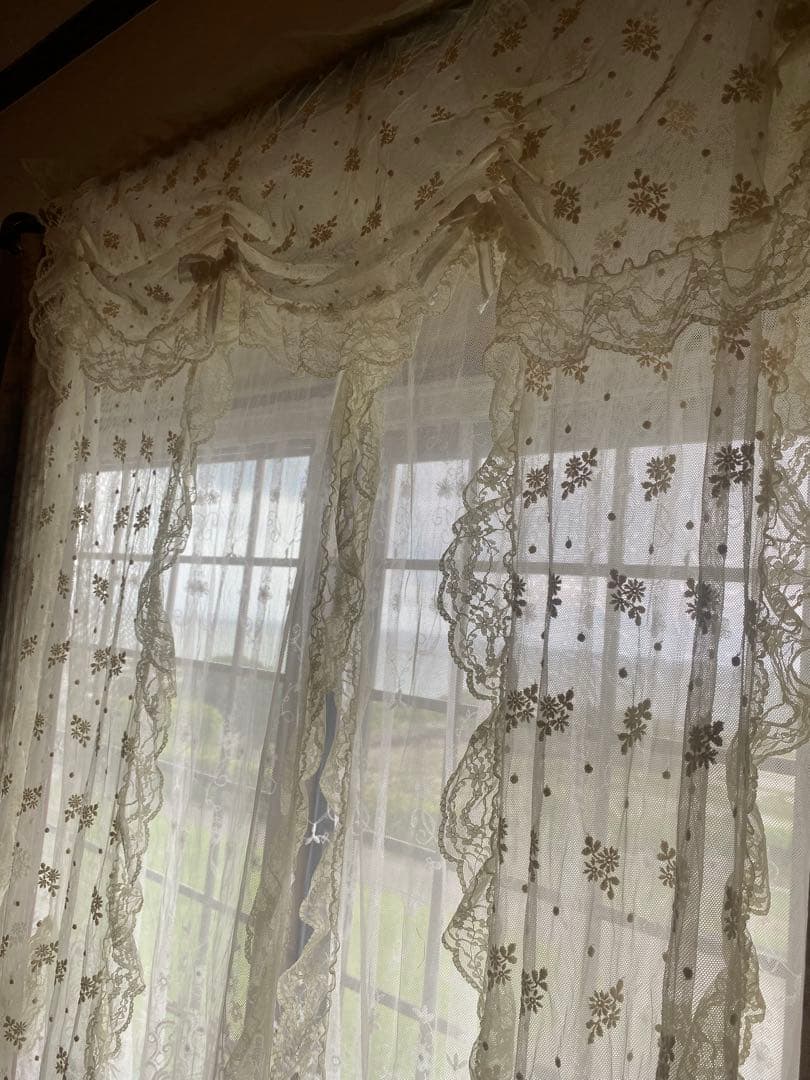 さえら風 雰囲気良い素敵な 2Way レースカーテン　のれん風