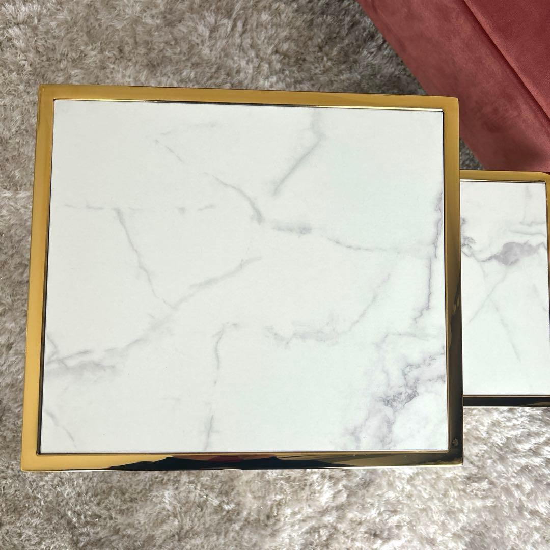 Francfranc レーヌ ネストテーブル S マーブル×ゴールド