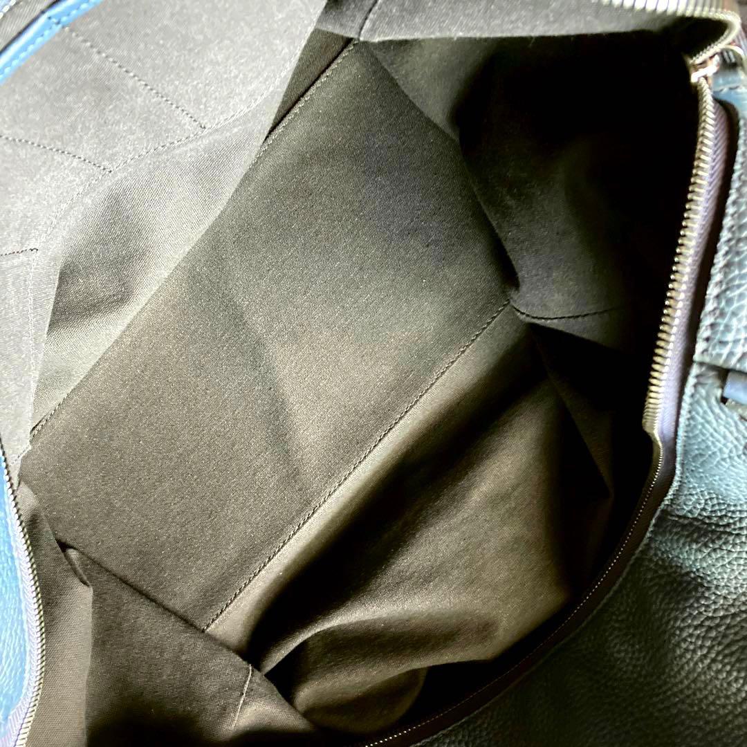 【専用ページ】美品エルメネジルドゼニア2wayボストンバッグシボ革ネイビー大容量