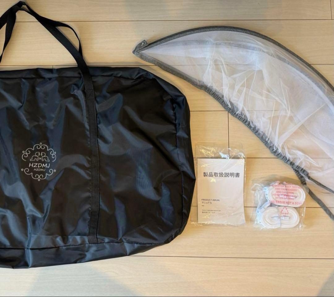 【2024年改良モデル】Hzdmj ベビーベッド 折畳キャスター付き 蚊帳付き