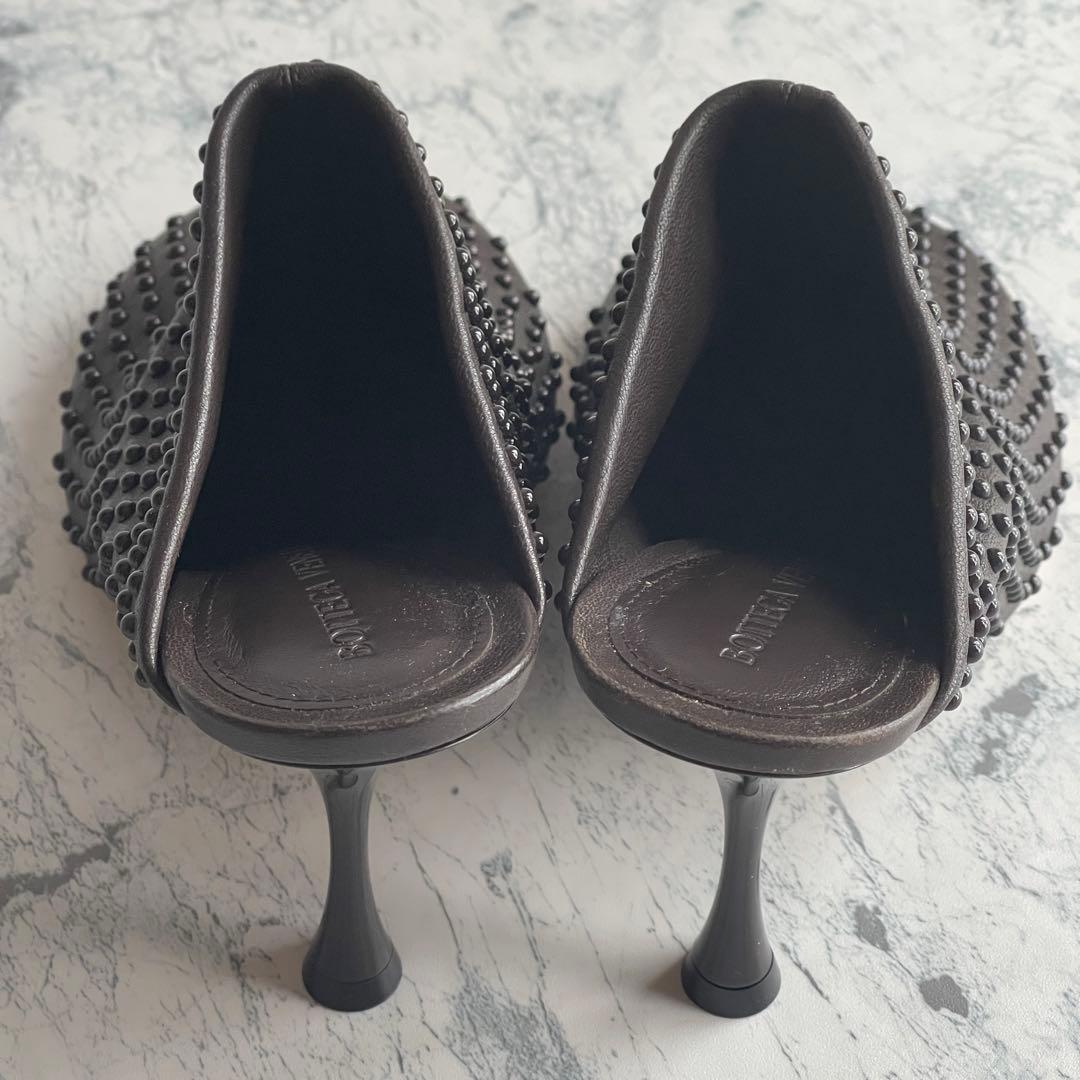 未使用級　ボッテガヴェネタ　ビュレット ドット ソックスミュール　茶色　37