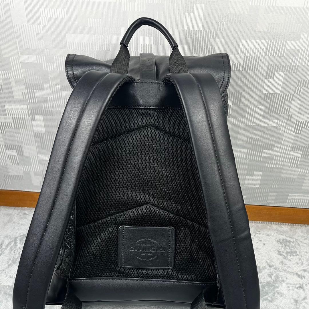 美品 Coach コーチ ハドソン A4収納 リュック エンボス ブラック 黒