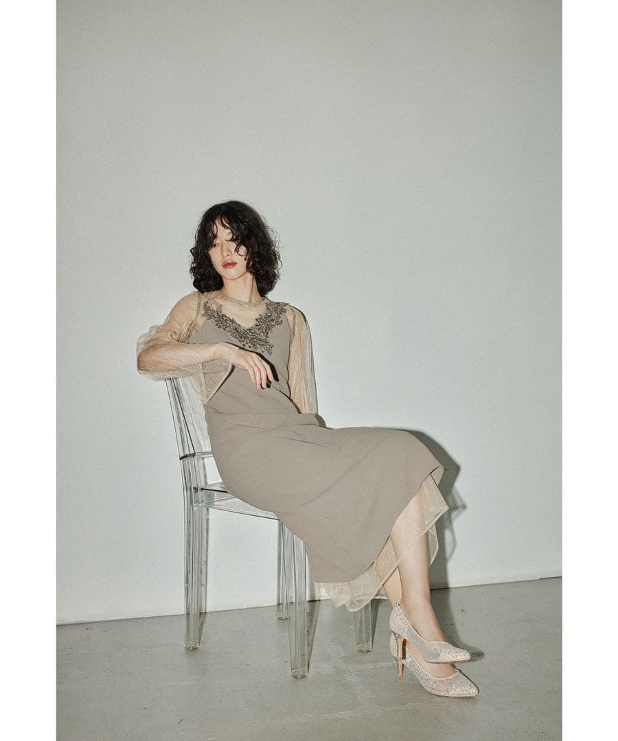 niana チュールレイヤードレースデザインドレス