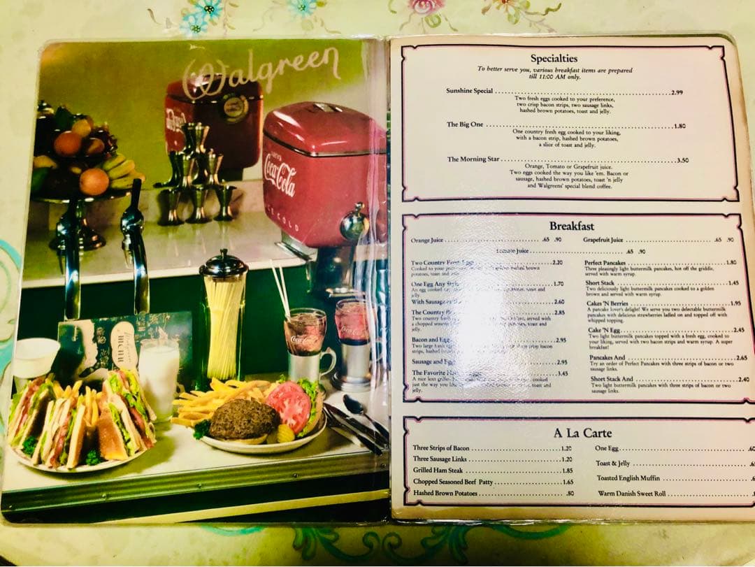 激レア！本物コカ・コーラ＊ダイナーレストランメニューWalgreen ビンテージ