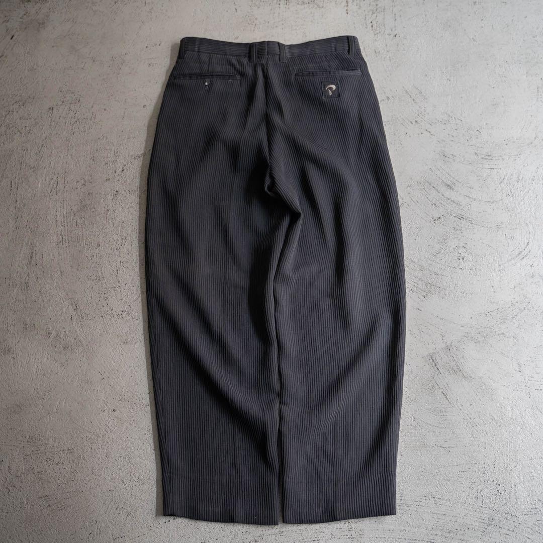 【希少タイプ】 00s old ブラック プリーツ ツータック ワイドスラックス