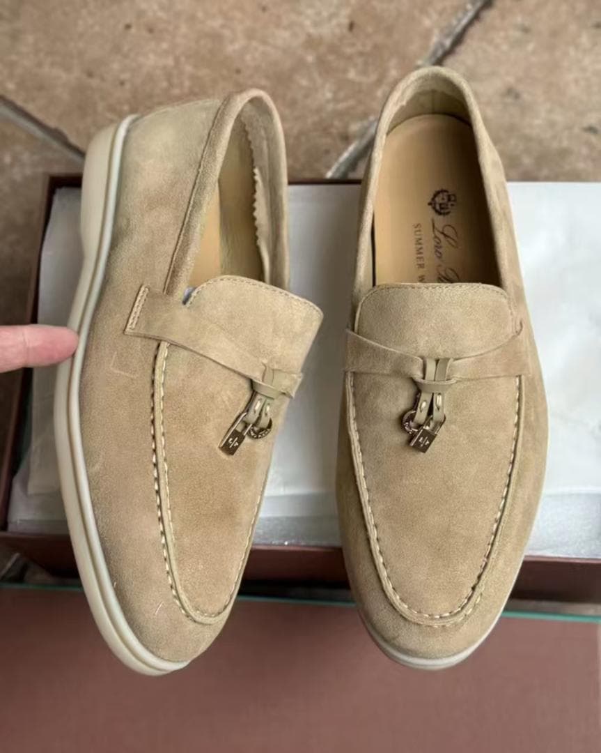 Loro Piana ベージュ スエード モカシン SUMMER WALK