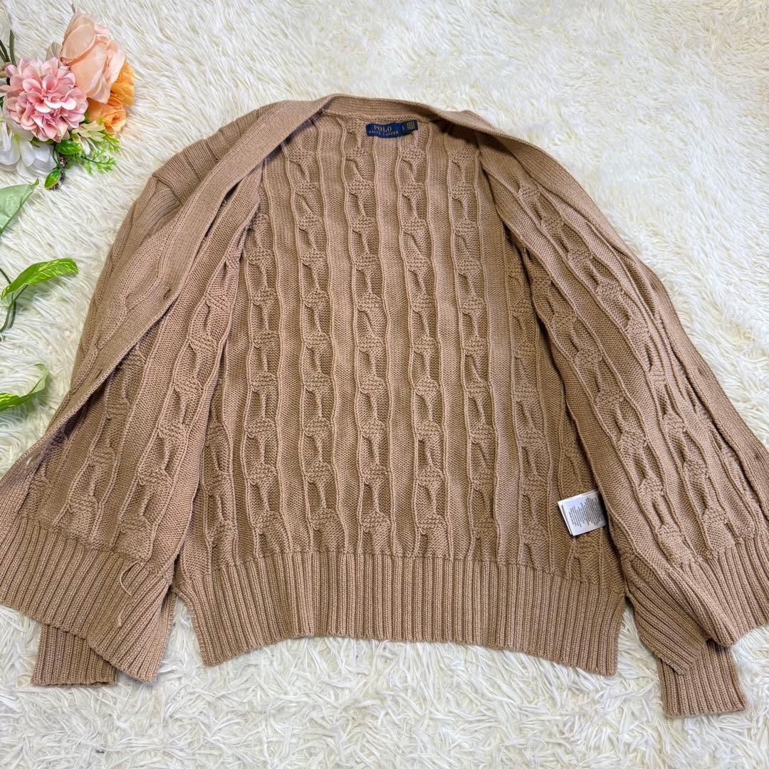 【ポロラルフローレン】美品 カーディガン ケーブルニット ベージュ レディース