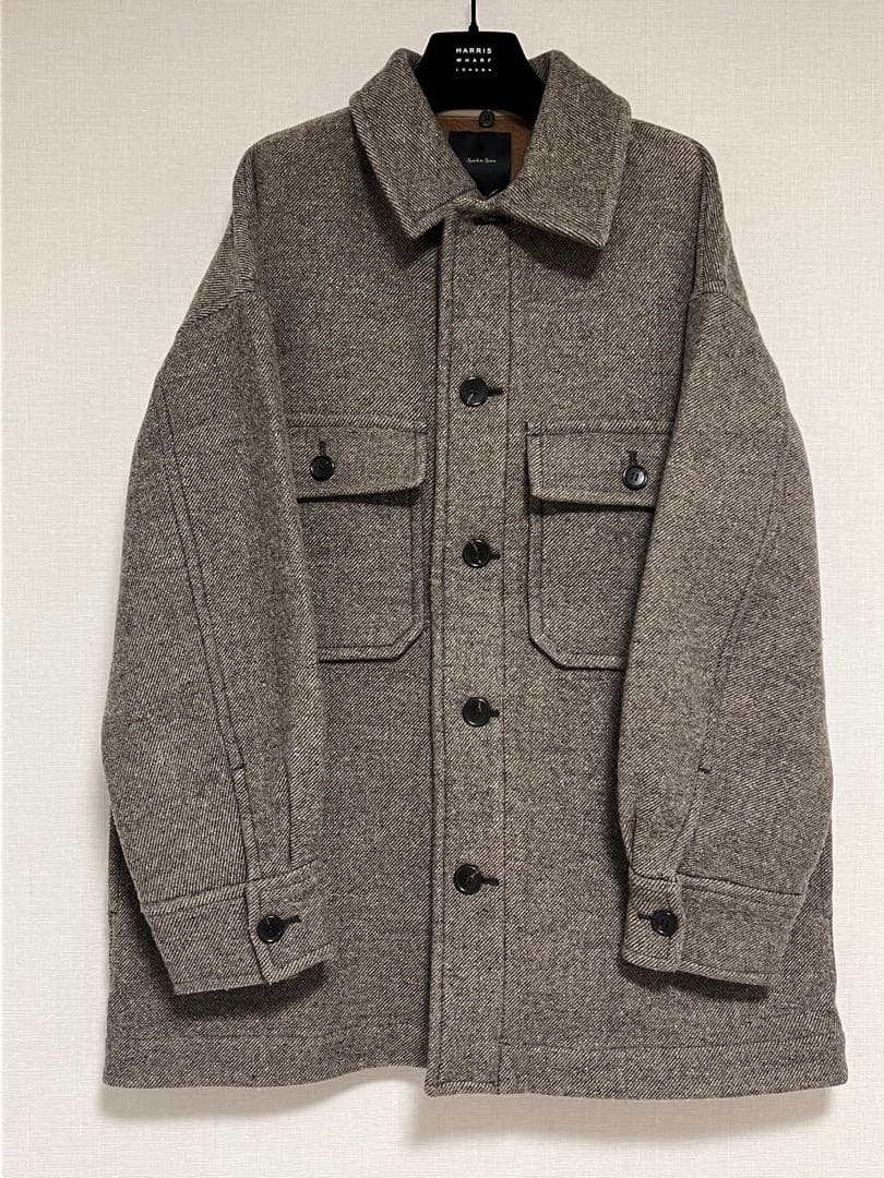 Spick and Span グレーウールコート フリース襟付き