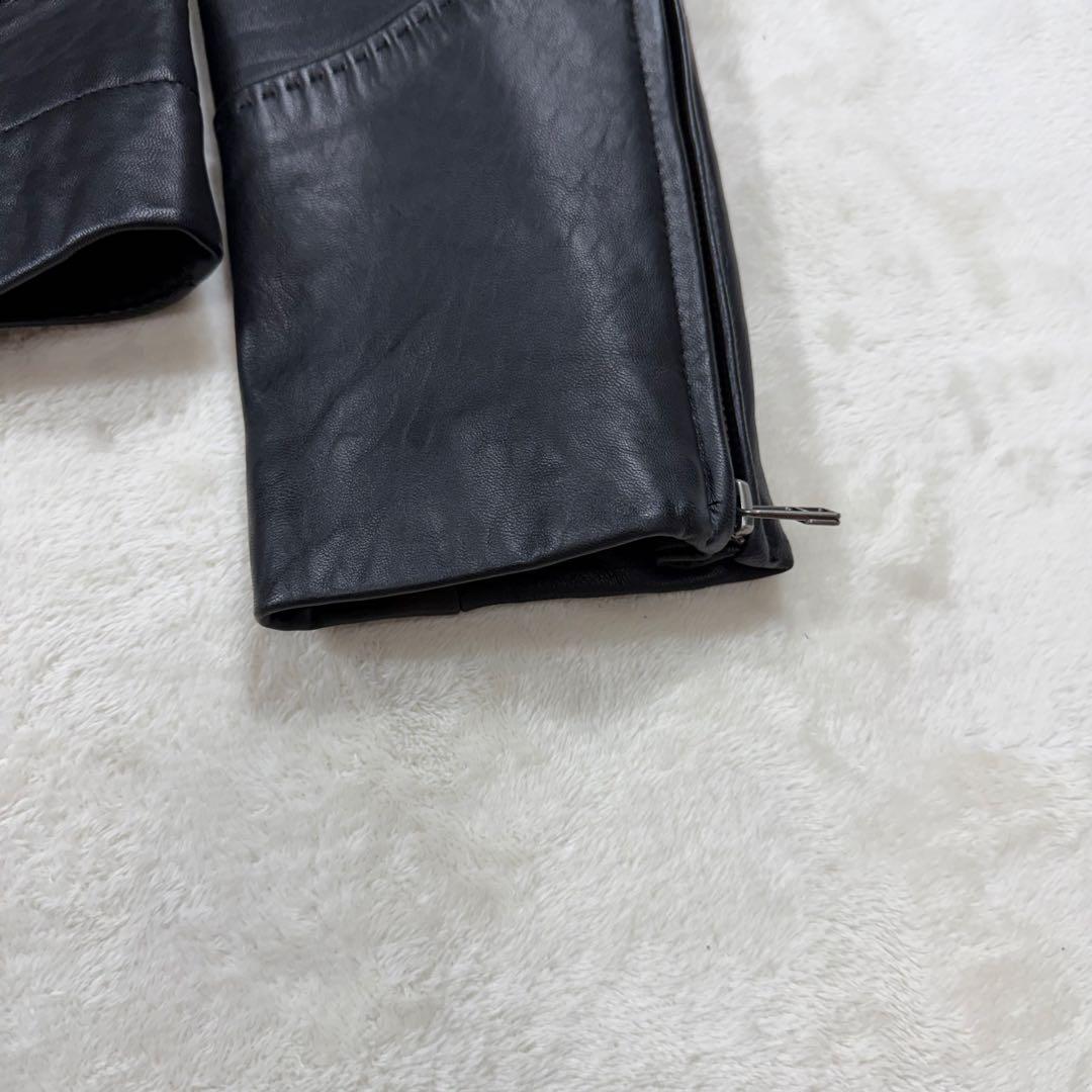 アンタイトル 大きい 2XL ラムレザー ノーカラー シングルライダース 黒