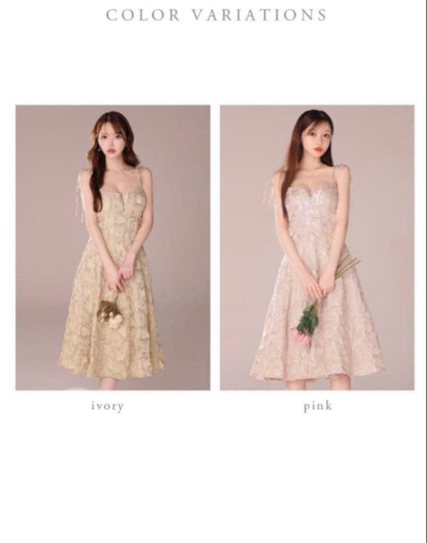 ローブドフルール　花柄ジャガードパイピングミディキャバドレス(DE3282)