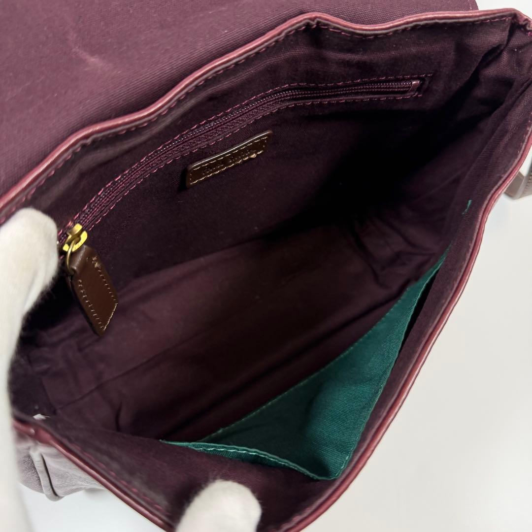 【美品】ポールスミス　ショルダーバッグ　シボ革　マルチストライプ　ボルドー