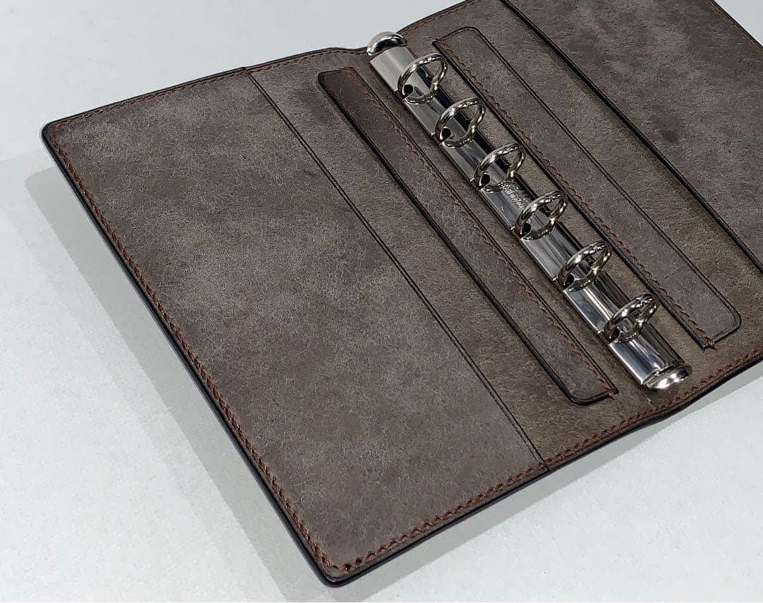 本革総手縫イタリアンレザーミニ6システム手帳ポケットペンホルダー付(マルゴー等)