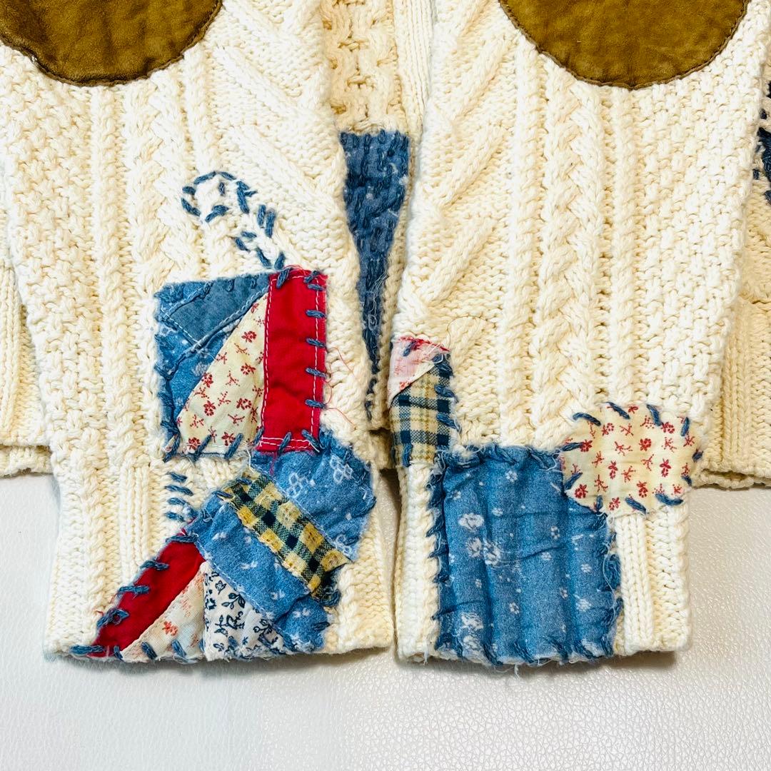 ポロラルフローレン コットン レザー エルボーパッチ パッチワーク カーディガン