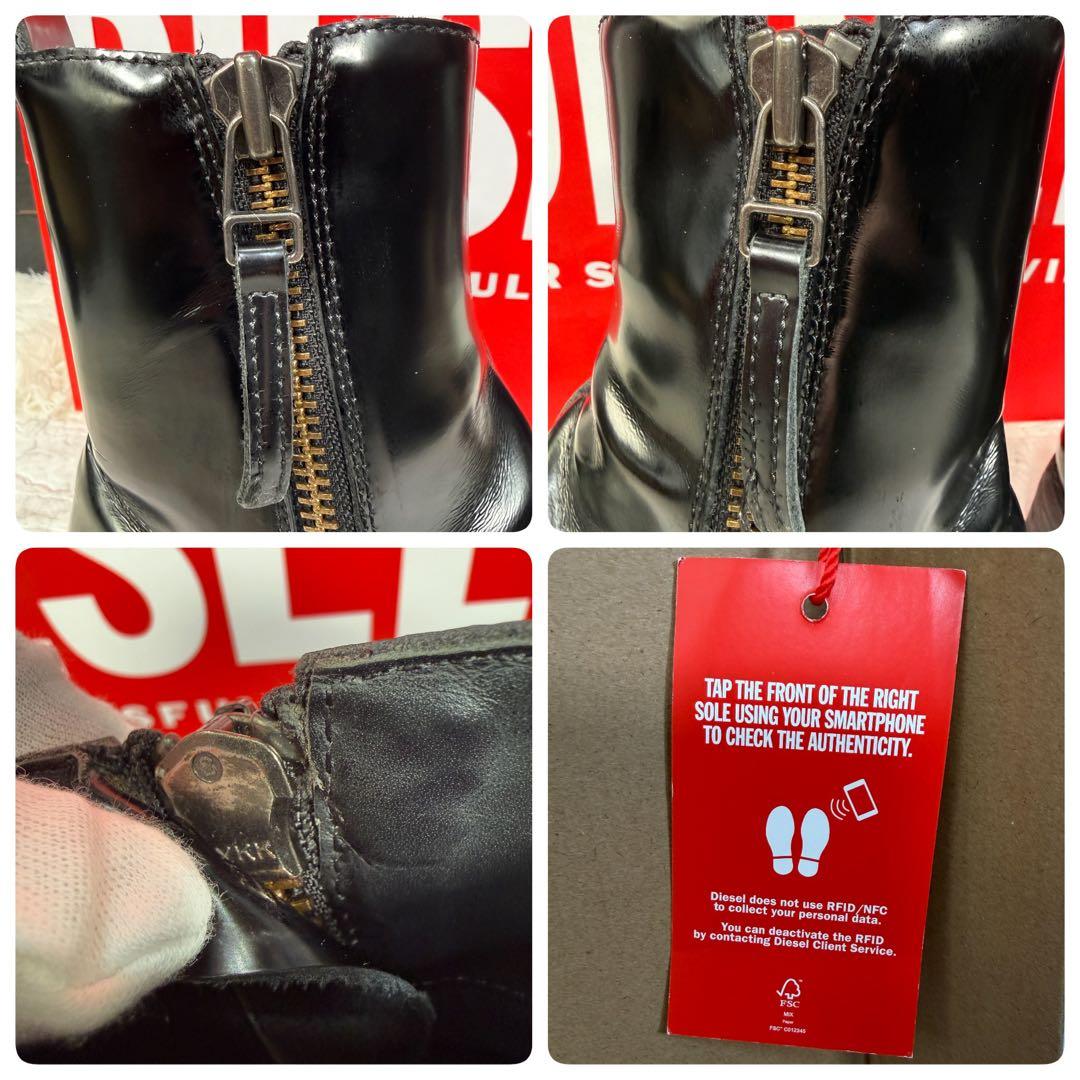 DIESEL D-HAMMER BT ZIP レザー Dプレート ブーツ 黒