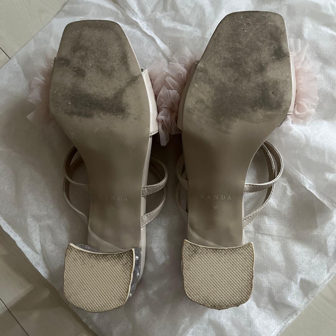 RANDA/ランダ/チュールフリルクリアヒールサンダル Mサイズ　ピンク