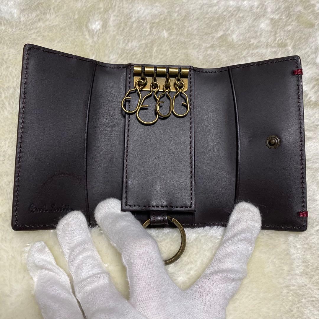 付属品完備❗️新品未使用✨ポールスミス　4連キーケース　コードバン　赤茶ボルドー色