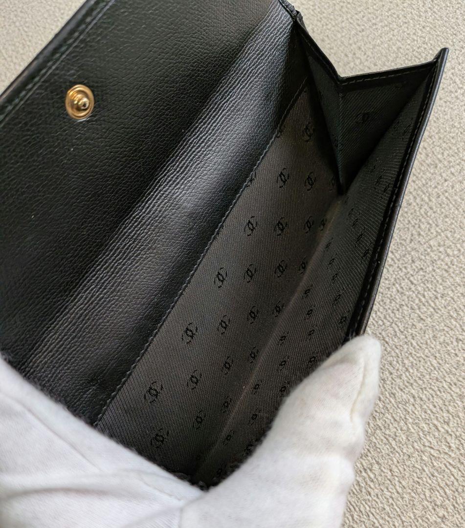 最終価格　シャネル　黒　Wホック長財布　カーフスキン　チェーン　ショルダー