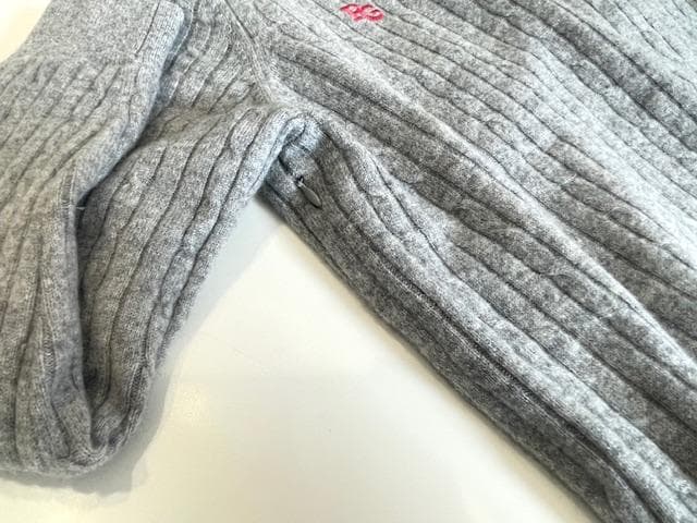 パーリーゲイツ　ケーブル編み　セーター　カシミヤ　防風裏地付　１　M