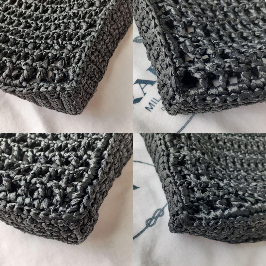 ⭐PRADA⭐　希少　美品　プラダ　ラフィア　トートバッグ　ブラック　かごバッグ