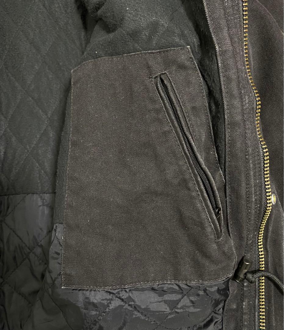 カーハート　ブラック　ジャケット　ダック生地　Carhartt　 襟コーデュロイ